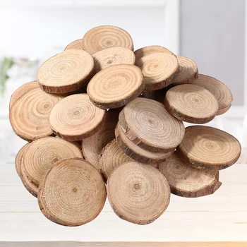 100Pcs עץ אורן פרוסות דו צדדי טבעי סיבוב שבבי עץ DIY עבודת יד, קישוט הבית Photograghy אביזרים
